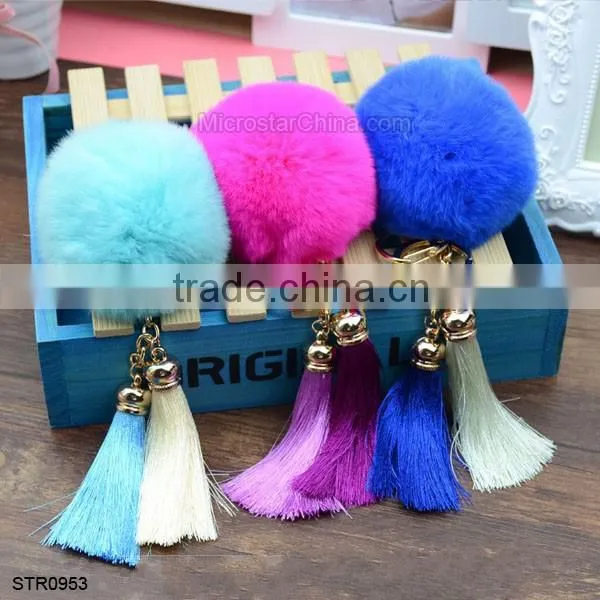 10cm Rabbit Fur Heart Shape Ball PomPom Cell Phone Car Fur Key Chain