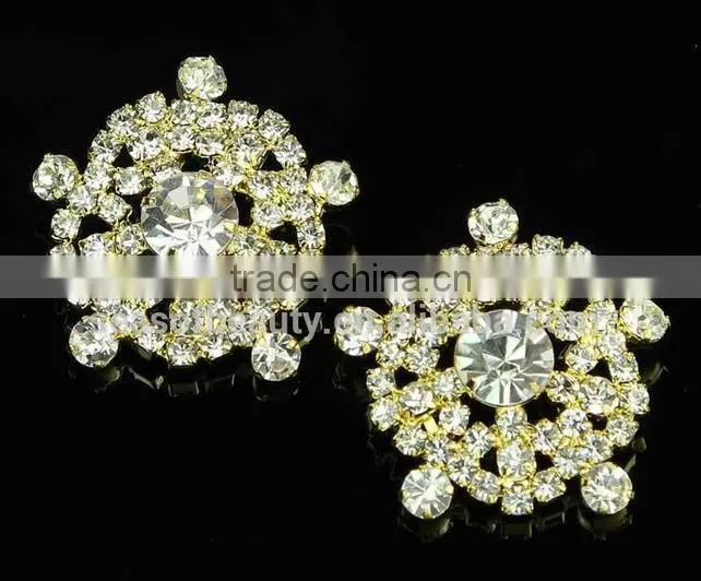 Crystal Golden Shank Snow Shape Fashional Rhinestone Button RNK184J