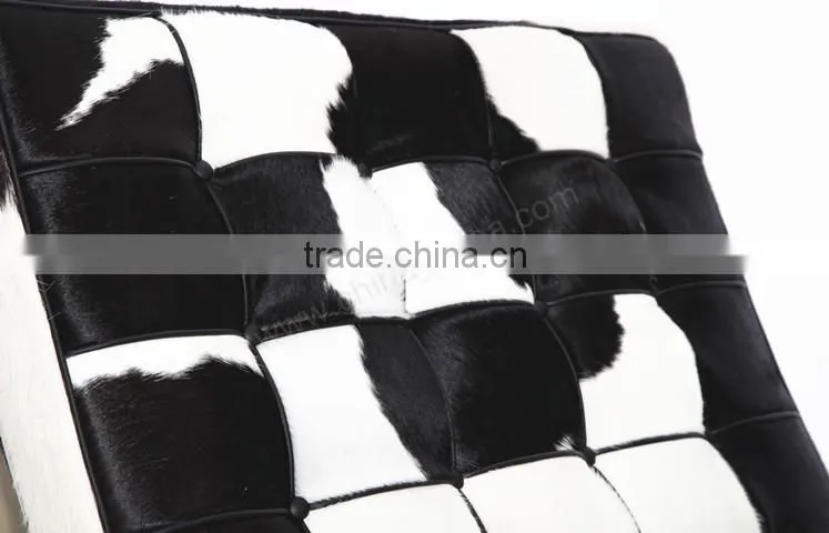 Natural pony leather Barcelona chair in cowhide leather