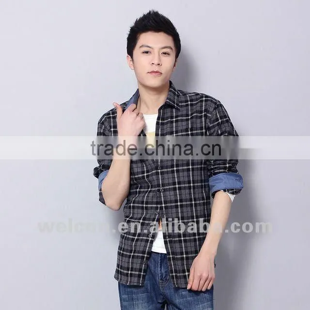 Latest 100% cotton city leisure long sleeve fashion classic plaid casual shirt