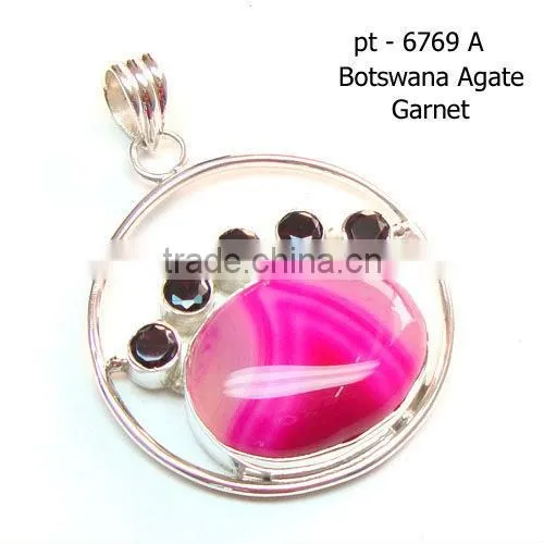 925 Sterling Silver Citrine & Dichroic Glass Pendant