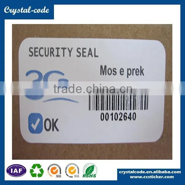 Destructive self adhesive label if removed