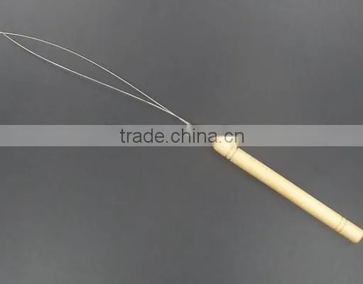 wood handle hair extension hook hair extension pulling needle hair extension threads hair hooks
