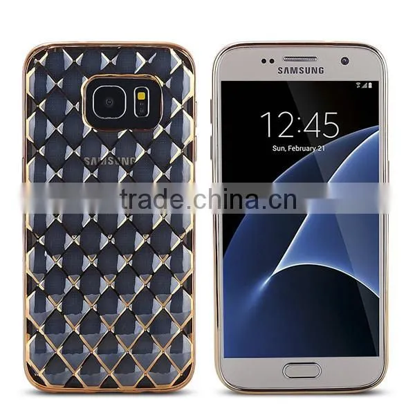 C&T Luxury Plating Pattern Diamond Lattice Transparent Soft Tpu Case for Samsung Galaxy S7 5.1"