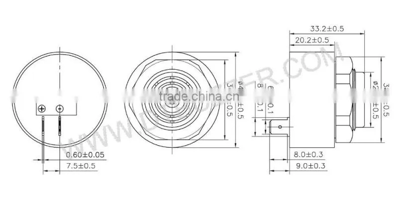 105DB waterproof piezo alarm buzzer