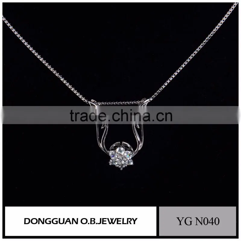 Wholesale Fashion Necklace Jewelry 925 Sterling Silver Crystal Flowers Necklace
