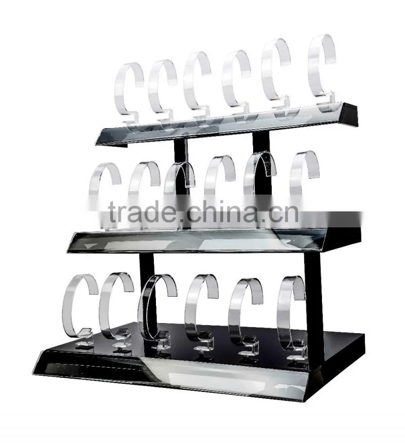 ATI OEM Qrade white and black bendiong type acrylic watch display stand