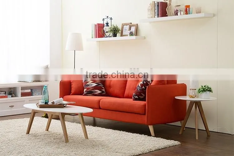 Classic simple design nordic style wooden sectional sofa with tufted back cushions for home furniture