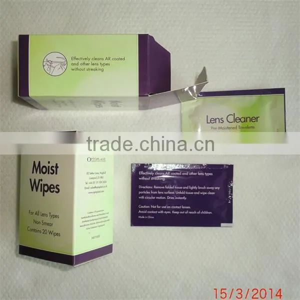 individually wrapped lens cleaner, eyeglass cloth, wet tissue, wet wipe