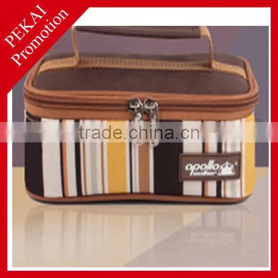Wholesales insulated with all over stripes printing cooler bag for lunch and cosmetic