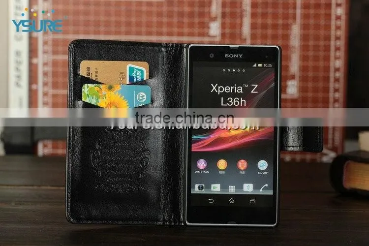 Cute Pink Flip Leather case for Sony Xperia Z L36H