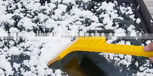 Red PP PVC soft bristle plastic mini snow brush with ice scraper