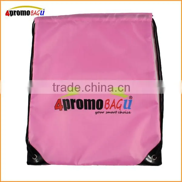 2015 Pink polyester sport drawstring bag