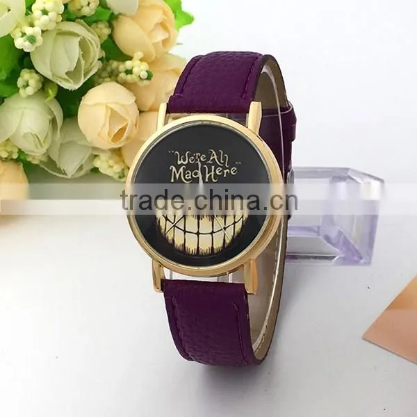 Fashion " we're all mad here" Leather Watch Design