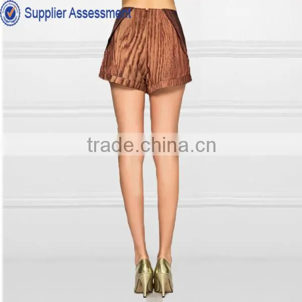 China Guangzhou OEM service silk fabric women wholesale high waist shorts