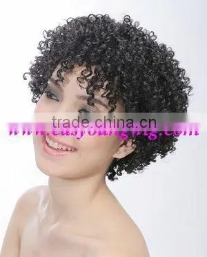 Ladies short black afro curly african american full lace wigs