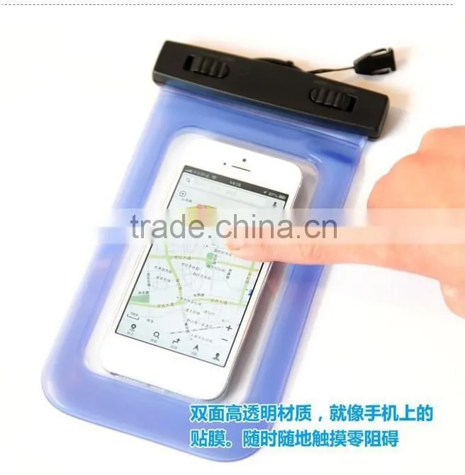 Guangdong custom fashion pink and black Smart pvc waterproof bag for mobile phone with arm belt