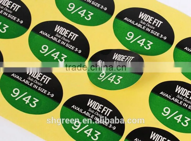 Colorful size sticker for garment