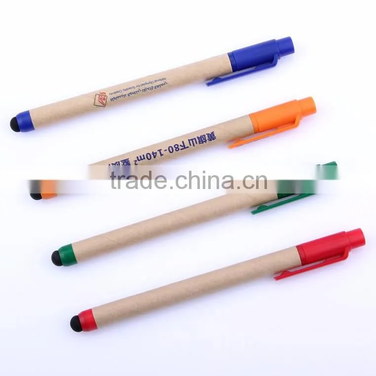 promotional wooden pen with stylus touch cover pen