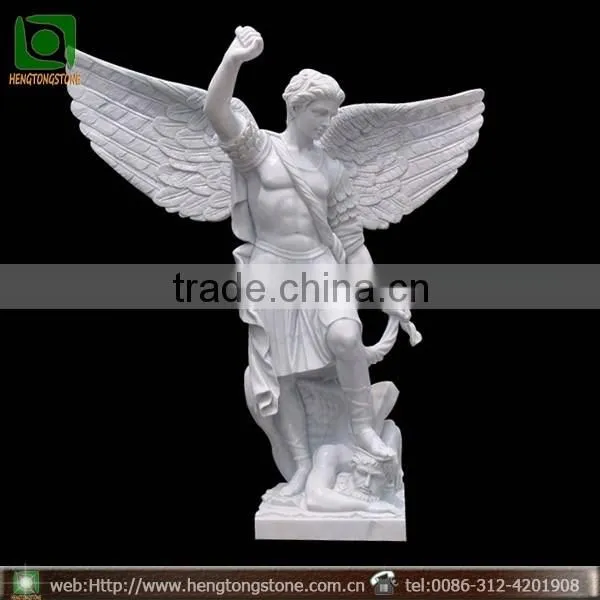 Large White Marble Male Angel Statue Carving