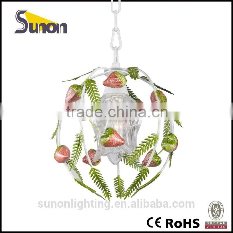 Antique 5 lights wrought iron frame paint vintage strawberry bedroom lighting
