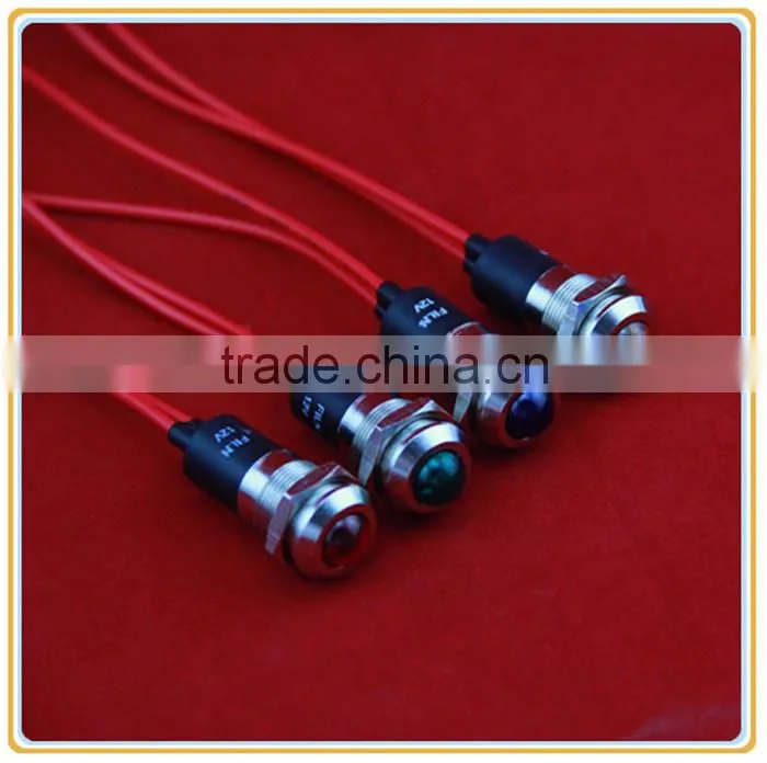 12mm panel mounting hole LED 12v voltage indicator with wire leading