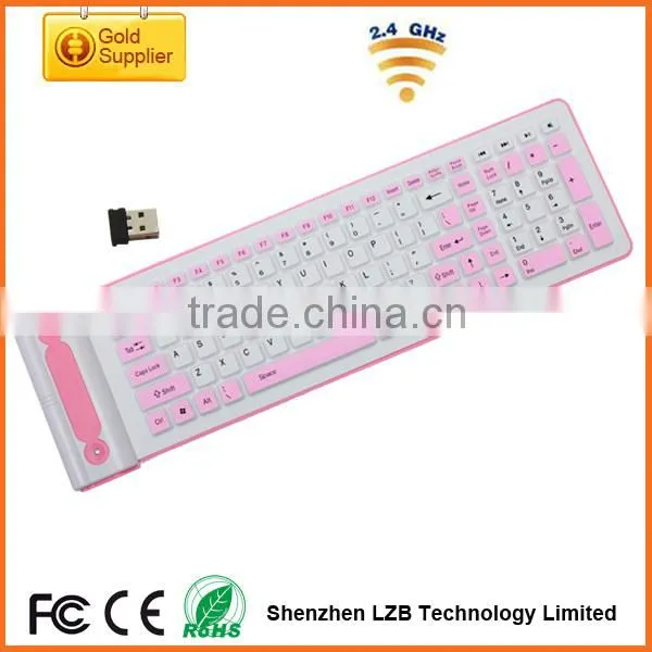 Rechargeable 2.4G wireless Silicone Keyboard,portable roll-up keyboard