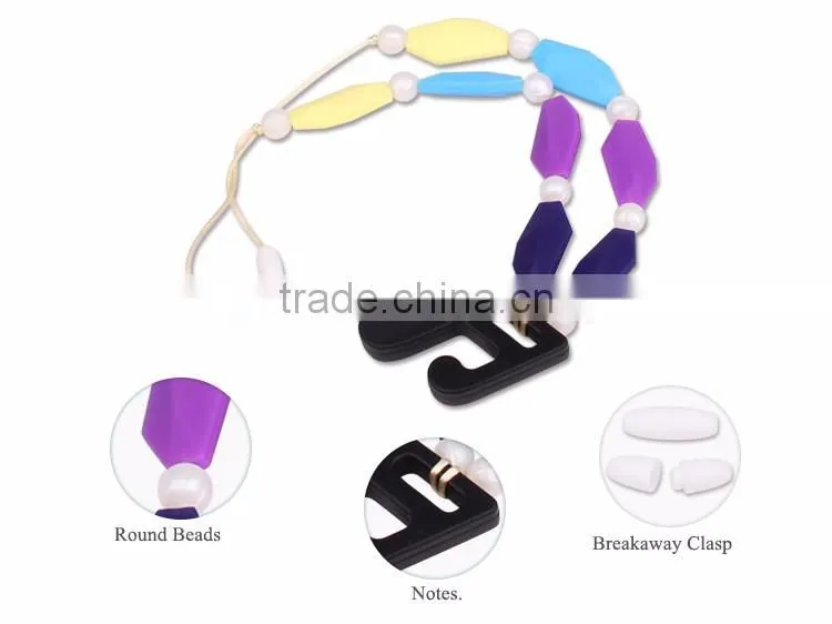 Baby Silicone Teething Necklace For Mom To Wear, 100% BPA FREE