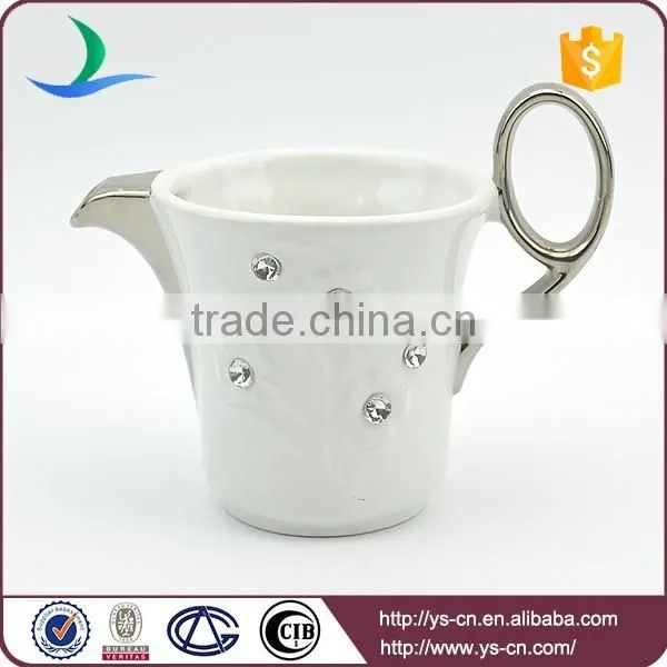 Diamante silver plated ceramic chinese tea set