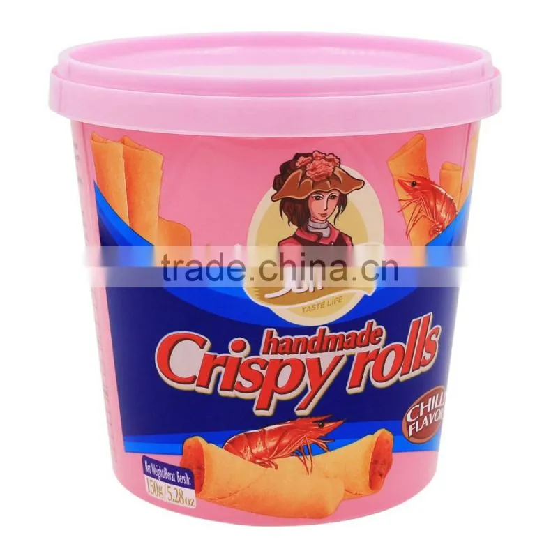 Cheap IML Logo Design Plastic Biscuit Box, Round Biscuit Container with Lid Packaging Suppliers