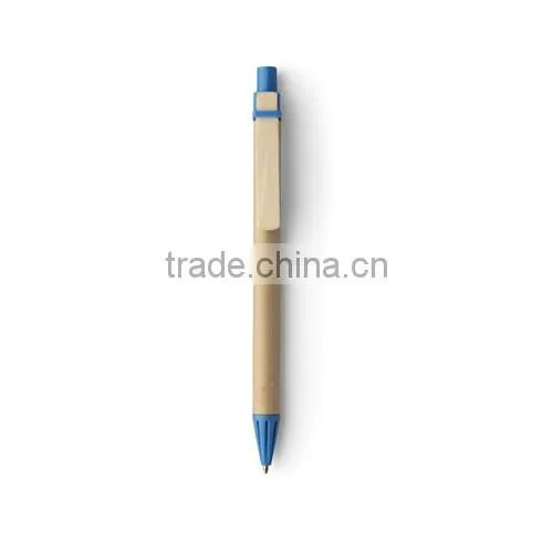 Recycled paper ballpoint pen with cardboard barrel,wooden clip