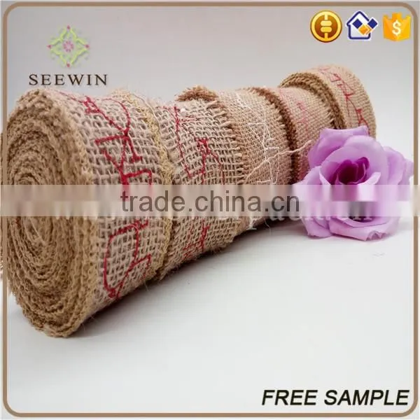 printed jute ribbon for deco and natural jute ribbon