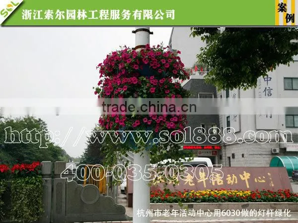 decorative indoor flower pots tall plastic flower pots for garden vertical and lamp pole post decoration