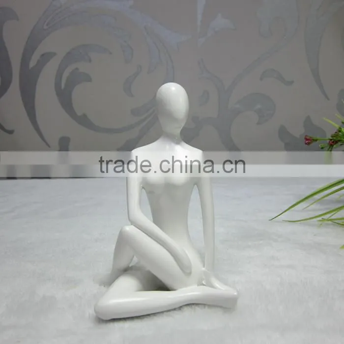 Black Resin Abstract Modern Yoga Lady Sculpture