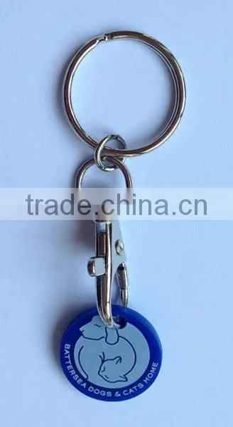Promotional Plastic Trolley Coin Keychain/Shopping Cart Coin Key Holder