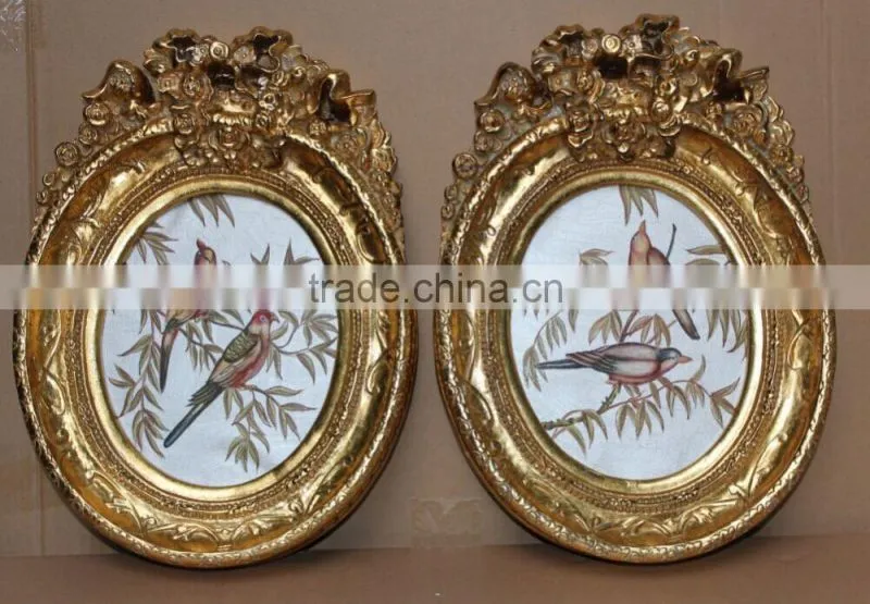 Small size oval shape frame with handmade painting