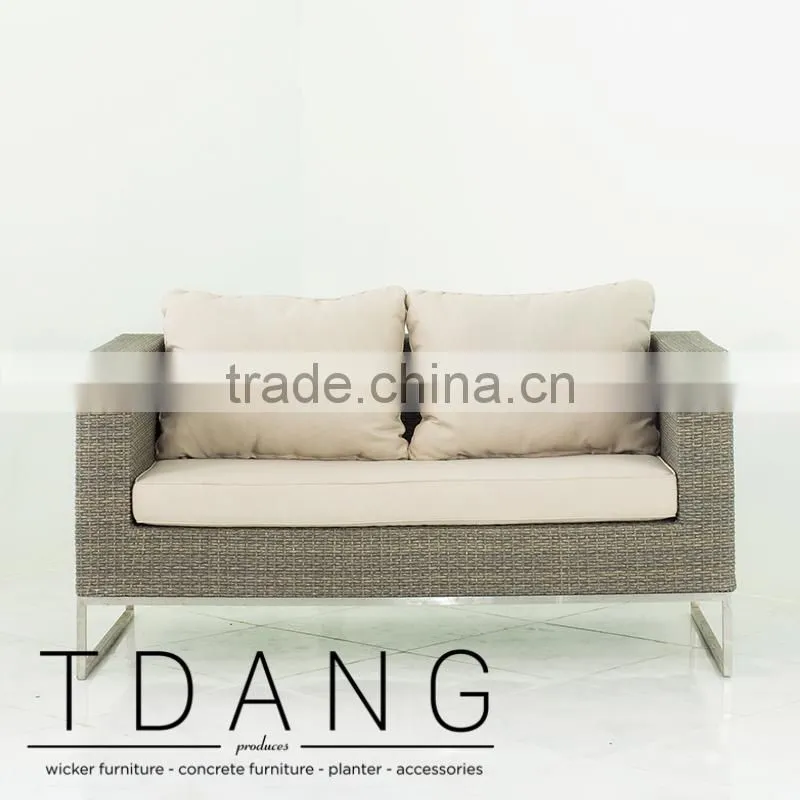 Coronado Wicker Bench with Stainless Steel Base - Contemporary Rattan furniture bench.