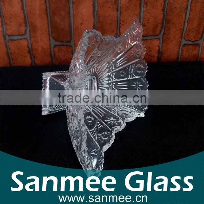 China Manufacture Cheap Clear Leaf Shape Glass Plate