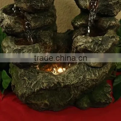 Multi-Level Split Rock Falls Tabletop Water Fountain with LED Light