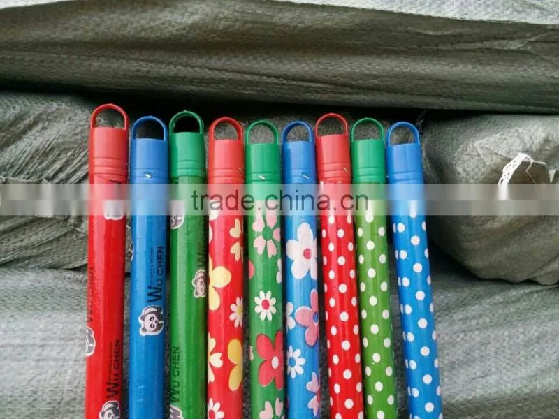 Hot sale natural broom handles wholesale/pvc coated wooden broom handle/pvc mop stick