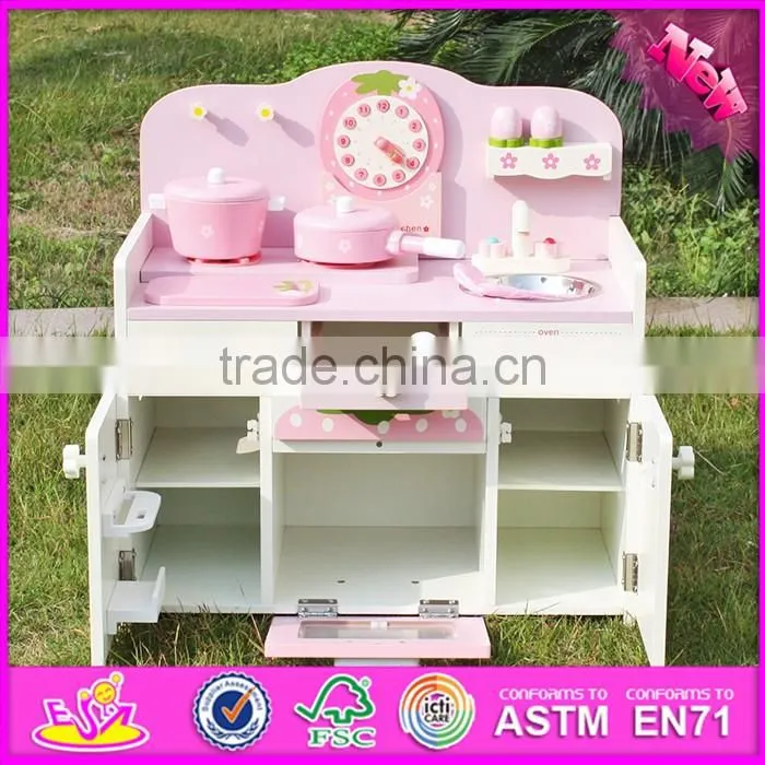 2016 new design preschool home play wooden strawberry kitchen set for toddlers W10C148