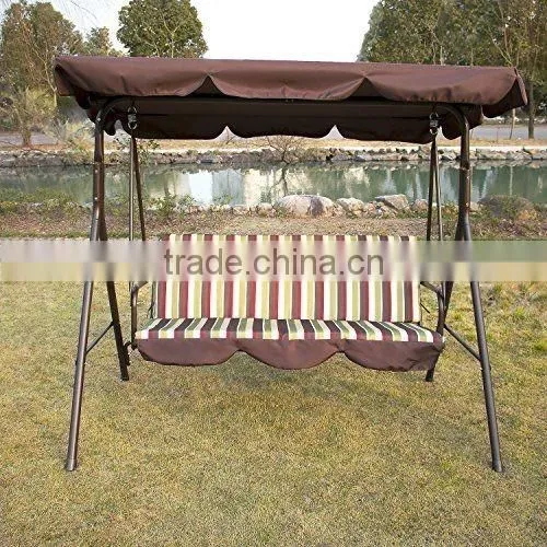 Customized 3 seats green strip garden swing chair for hot sale