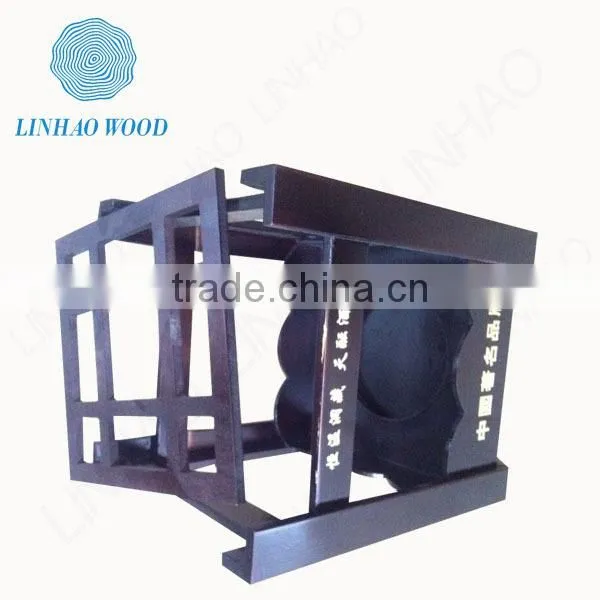 customized wooden wine bottle rack box with timber lid,whole sale decoration wooden wine box