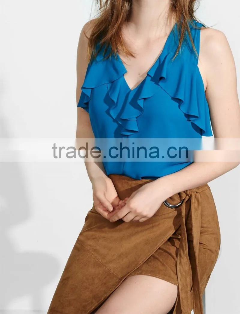2016 Fashion Flowy Ruffle Tie Back Tank HST8029