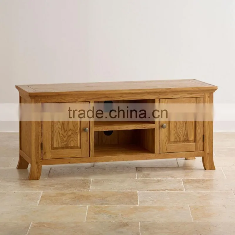 rustic oak wood TV Unit with 2 Doors with good design and 100% solid oak wood furniture