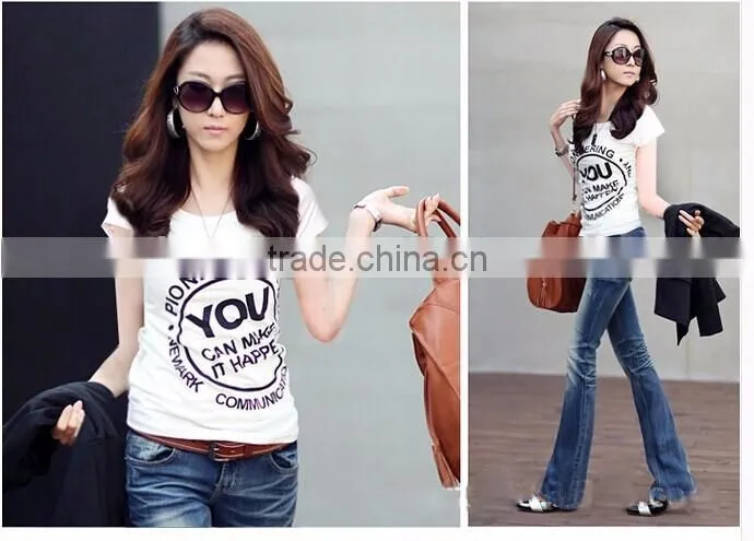 Print custom fashion ladies basic t-shirt design wholesale china Cabbage price come on