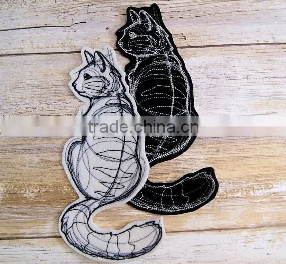 Custom hand made hairless cat embroidered patch for clothes embroidery patch made in china choose size/color