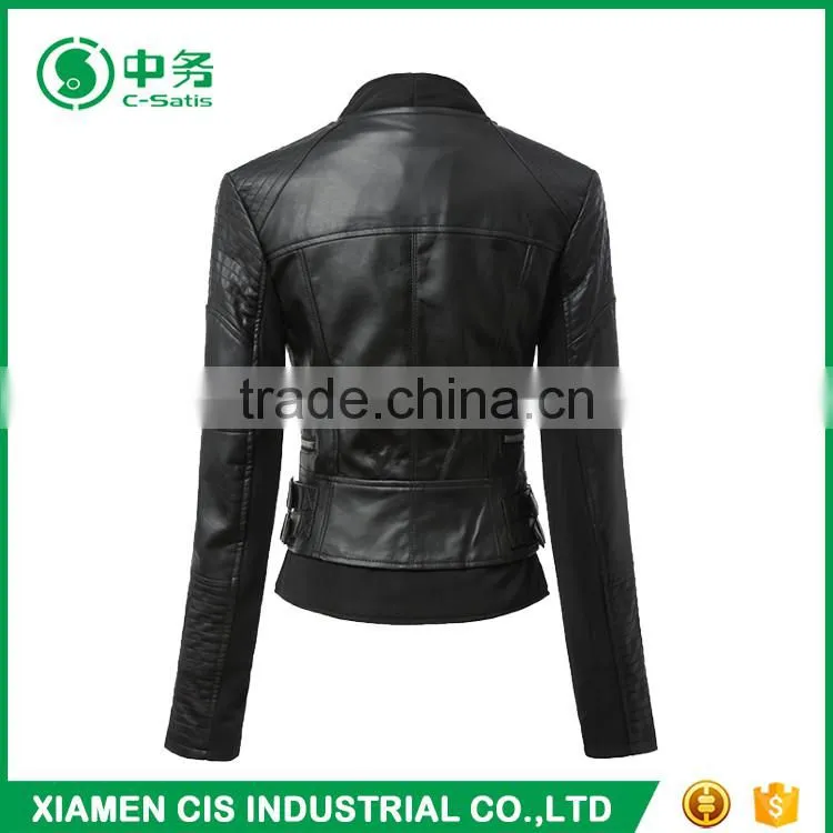 Fashion Design Women Black Leather Jacket for Sale