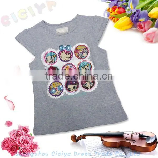 Girls summer100% cotton t shirt with customized printing Make to order