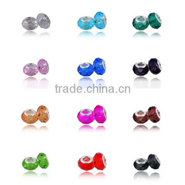 Charm Bead Fit European Bracelets,DIY Glass Crystal Murano Charm Beads